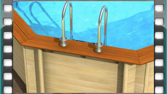 Montaggio piscina in legno - Installazione della scala in acciaio
